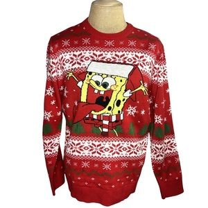NWT Nickelodeon SpongeBob SquarePants Ugly Christmas Sweater Crewneck Large